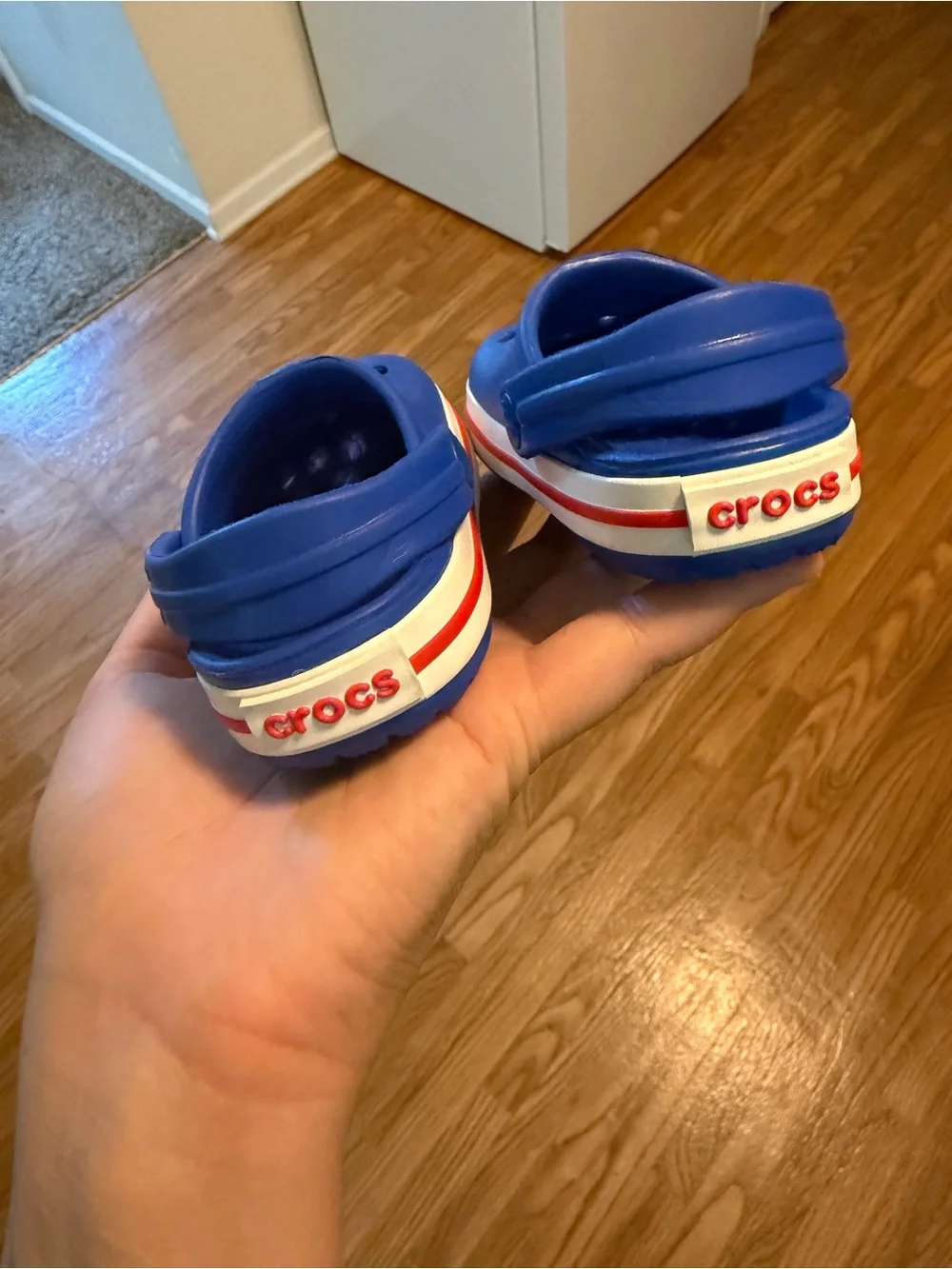CROCS Kids Clog in Bright Blue with Pink Trim